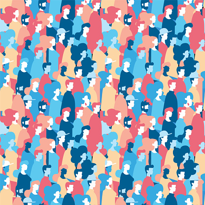 Social people group seamless pattern background
