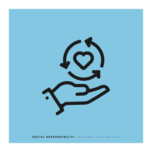 illustrations, cliparts, dessins animés et icônes de icône de ligne arrondi de responsabilité sociale des entreprises - impact
