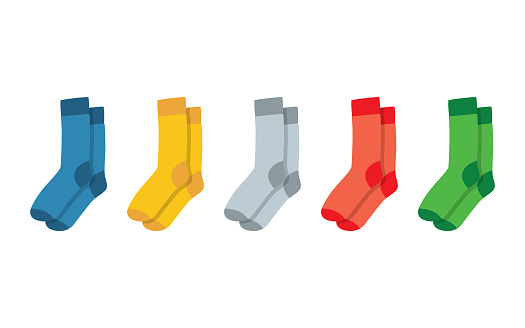 Socks for adults and children. Colorful rainbow socks. Man socks set. Vector illustration