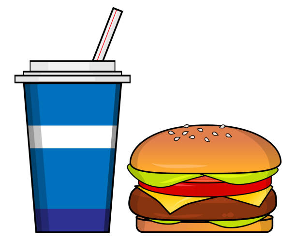 Soda and Hamburger vector art illustration