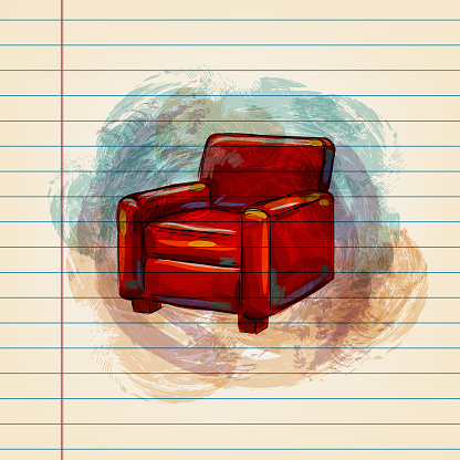 Sofa Chair Drawing on Ruled Paper