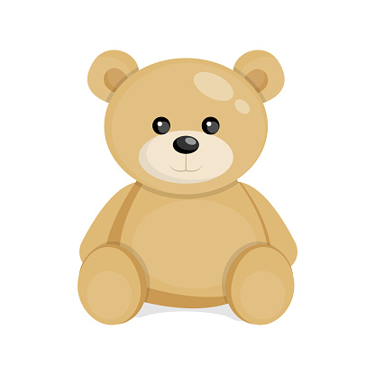 Soft teddy bear toy. Vector illustration.