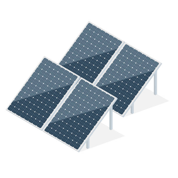 ilustrações de stock, clip art, desenhos animados e ícones de solar battery panel in isometric style. - solar panels