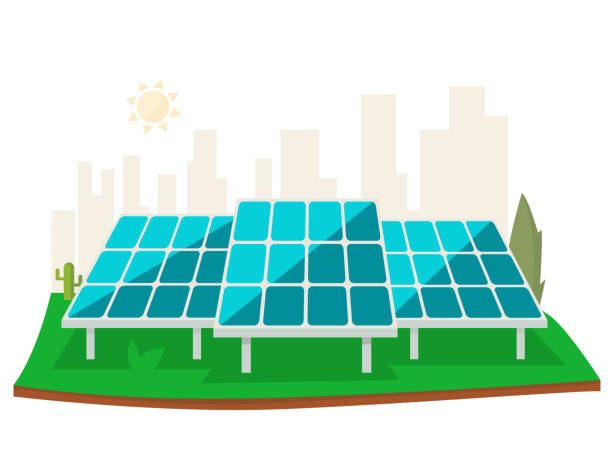illustrazioni stock, clip art, cartoni animati e icone di tendenza di concetto di energia solare - pannelli fotovoltaici