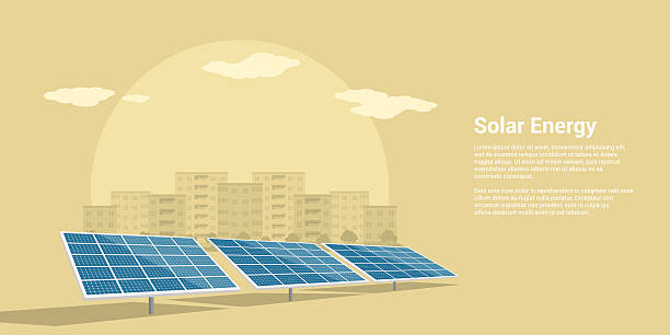 illustrazioni stock, clip art, cartoni animati e icone di tendenza di concetto di energia solare - pannelli solari