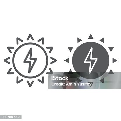 istock Solar energy line and glyph icon, ecology and energy, green energy sign, vector graphics, a linear pattern on a white background, eps 10 1007889908