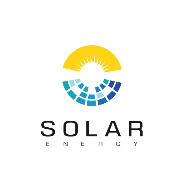 solar energy logo design vorlage - icon renewable solar thermal energy stock-grafiken, -clipart, -cartoons und -symbole