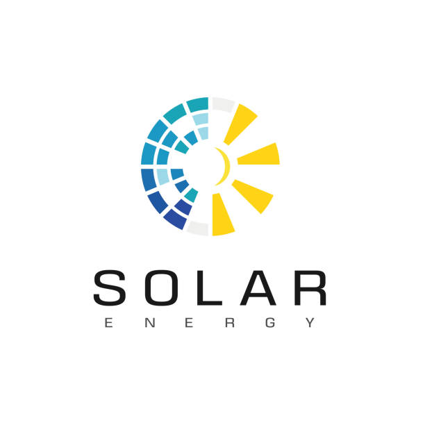 solar energy logo design vorlage - icon renewable solar thermal energy stock-grafiken, -clipart, -cartoons und -symbole