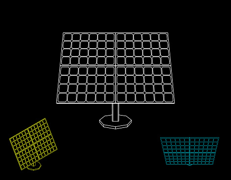 Solar panel. Isolated on black background. Vector outline illustration.