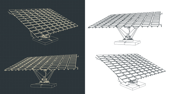 Solar panels with automatic positioning system blueprints