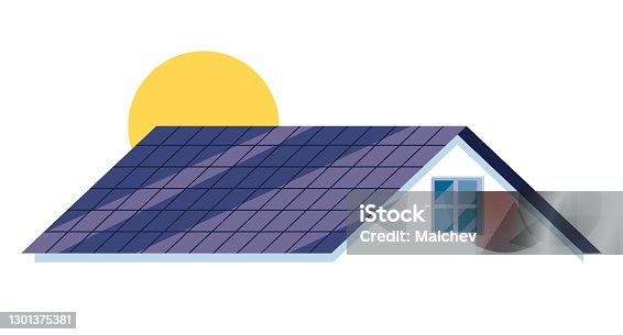 istock Solar roof symbol 1301375381