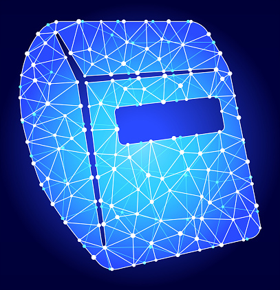Soldering Helmet  Blue Triangle Node Vector Pattern
