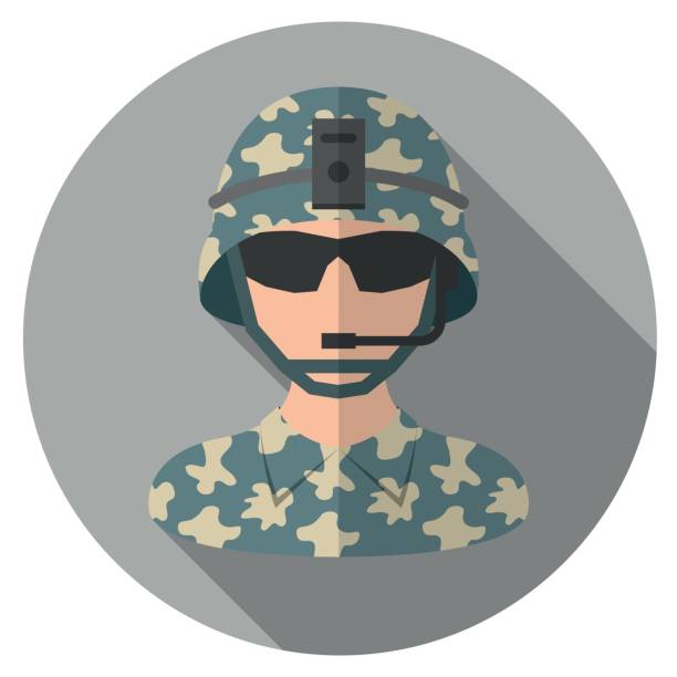 Soldier Flat Icon Eps10 vector illustration with layers (removeable) and high resolution jpeg file included (300dpi). military symbols stock illustrations
