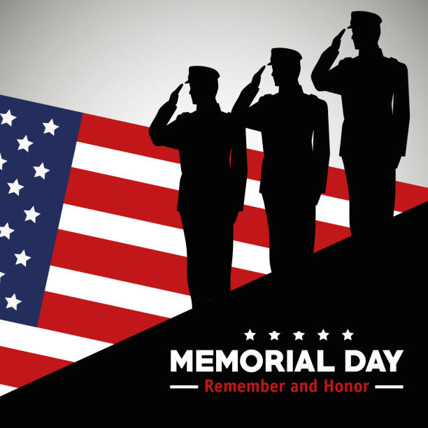 帶著美國國旗慶祝紀念日的士兵 - 退伍軍人 幅插畫檔、美工圖案、卡通及圖標
