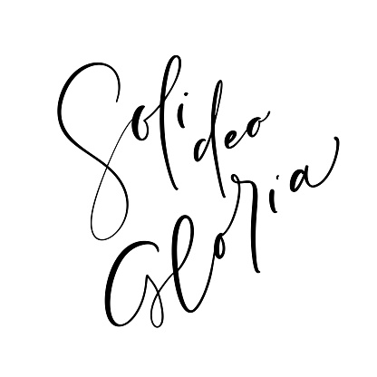 Soli Deo Gloria Christian vector calligraphy lettering text. Glory to God alone on English. One of five points of the foundation of Protestant theology. Sola Scriptura, Sola Gratia, Solus Christus, Sola Fide