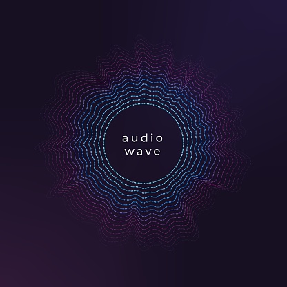 Sound circle wave. Abstract music ripple, audio amplitude waves flux vector background. Illustration of sound music ripple, circle wave audio signal