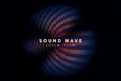 Sound circle wave. Abstract music ripple, audio amplitude waves flux vector background