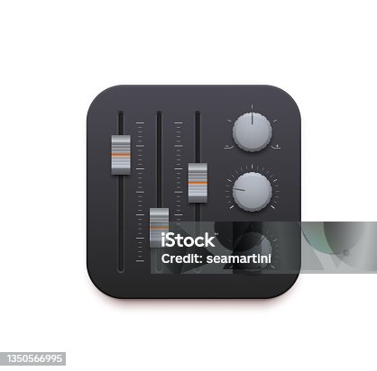 istock Sound mixer, music record app interface icon 1350566995