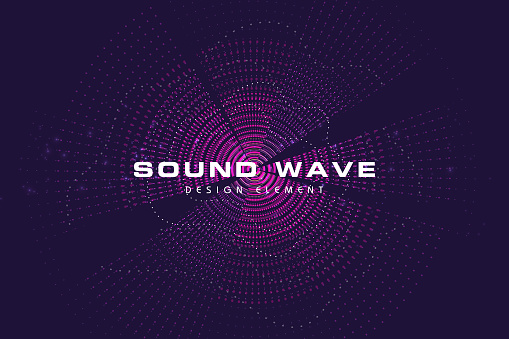 Sound Wave. Rippled background template. Abstract science or technology illustration with particle.