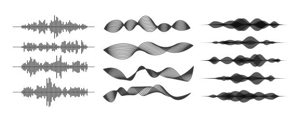 sound wave Sound / audio wave or soundwave line art for music apps and websites. Voice waveform vector illustration isolated on white background audio equipment stock illustrations