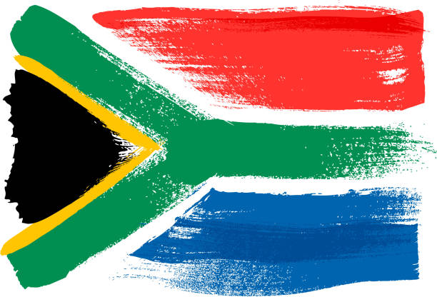 south africa colorful brush strokes painted flag - south africa stock illustrations