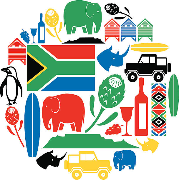 south africa icon montage - south africa stock illustrations