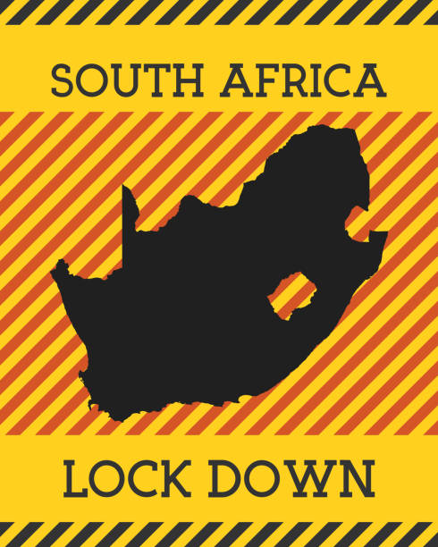 ilustraciones, imágenes clip art, dibujos animados e iconos de stock de south africa lock down sign. - south africa covid