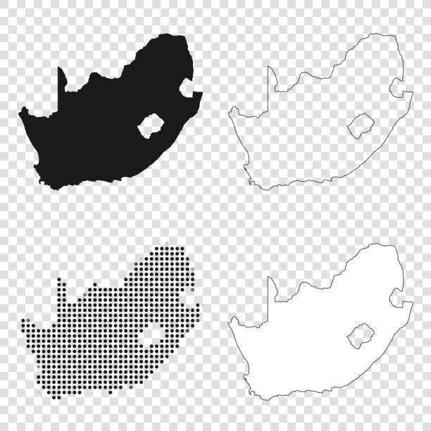 디자인에 대한 남아프리카 지도 - 블랙, 윤곽, 모자이크와 흰색 - south africa stock illustrations