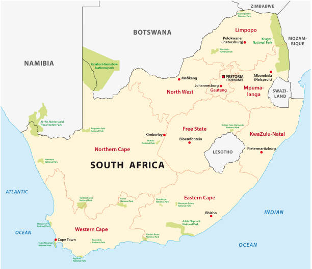 güney afrika milli parkı haritası - south africa stock illustrations