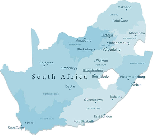 디스커버카드 벡터 맵 지역 격리됨에 - south africa stock illustrations