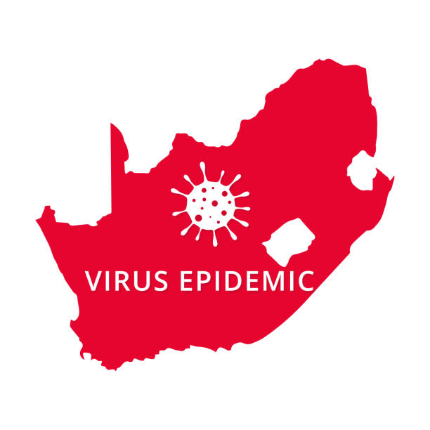 ilustraciones, imágenes clip art, dibujos animados e iconos de stock de sudáfrica virus epidemia país de africa, ilustración de mapa africano, vector aislado sobre fondo blanco - south africa covid