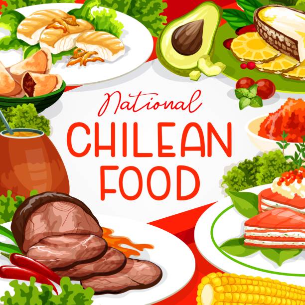 南米チリ料理の食事 - とうもろこし チリ共和国点のイラスト素材／クリップアート素材／マンガ素材／アイコン素材