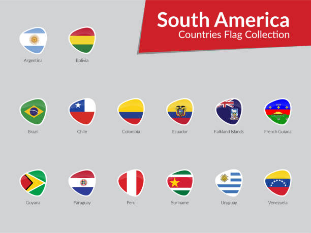 stockillustraties, clipart, cartoons en iconen met zuid-amerikaanse landen flags icon collection - suriname