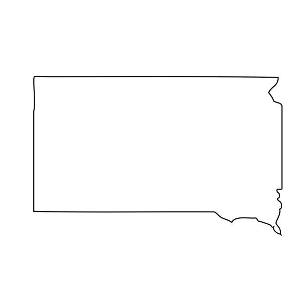 South Dakota - map of US state Vector. Map of US state south dakota stock illustrations