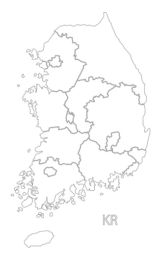 South Korea Outline  Silhouette Map Illustration With  South Korea Outline  Silhouette Map Illustration With