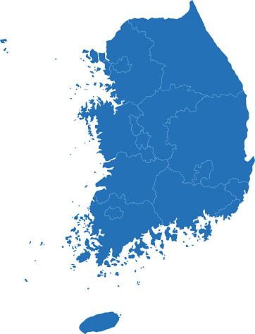 South Korea simple blue map on white background