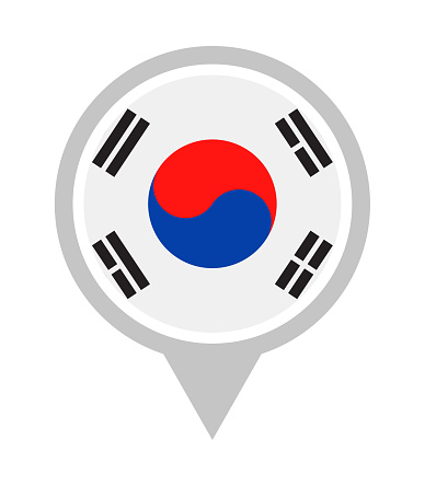 South Korea  Vector Round  Flag  Pin Flat Icon Stock  South Korea  Vector Round  Flag  Pin Flat Icon Stock
