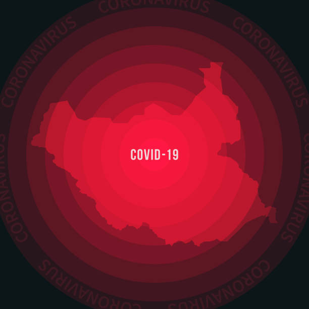 stockillustraties, clipart, cartoons en iconen met zuid-soedan kaart met de verspreiding van covid-19. coronavirus uitbraak - south afrika covid