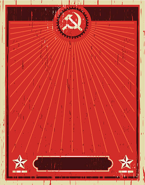 soviet poster vintage urss poster, made with grunge technique communism stock illustrations