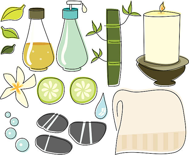 Spa Sketched Objects vector art illustration