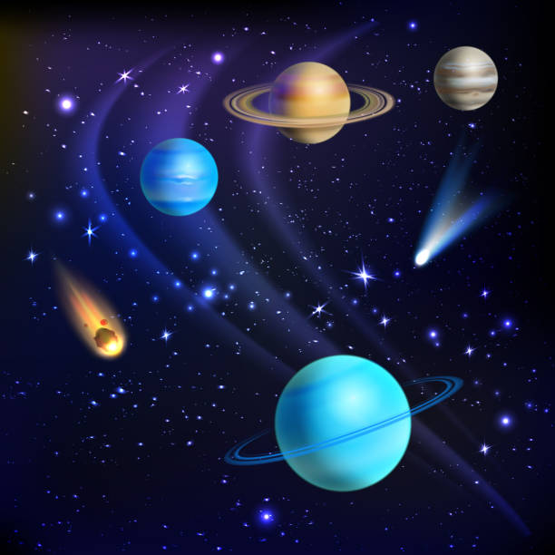 ilustrações de stock, clip art, desenhos animados e ícones de space background - neptun planet