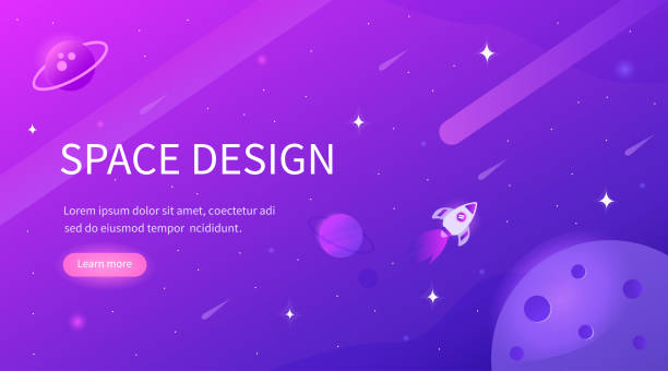 space design Space design concept. Can use for web banner, infographics, hero images. Flat vector illustration. rocketship backgrounds stock illustrations