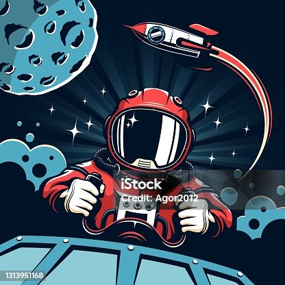 istock Space poster in vintage style 1313951168