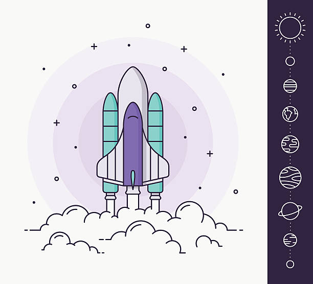 Space rocket launch. Vector illustration Space rocket launch. Vector illustration rocketship designs stock illustrations