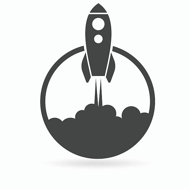 Space rocket lunch. Isolated on white. vector art illustration
