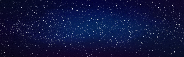 Space starry backdrop. Deep cosmic wallpaper. Wide cosmos with shining stars. Beautiful universe with constellation. Milky way texture. Vector illustration