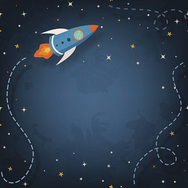 Spaceship illustration with space for your text Spaceship illustration with space for your text in cartoon style copy space stock illustrations