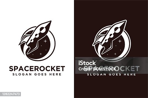 istock Spaceship rocket exploration vector icon on white background 1282247473