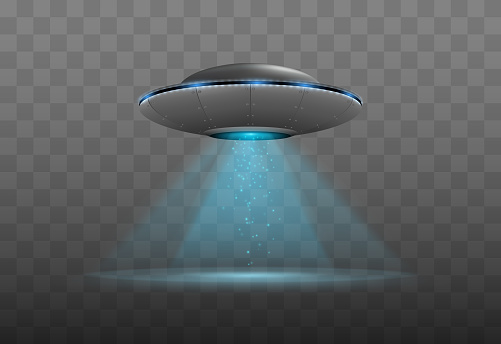 UFO spaceship with light beam