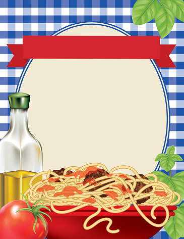Spaghetti Dinner Poster Template on Blue Plaid Tablecloth